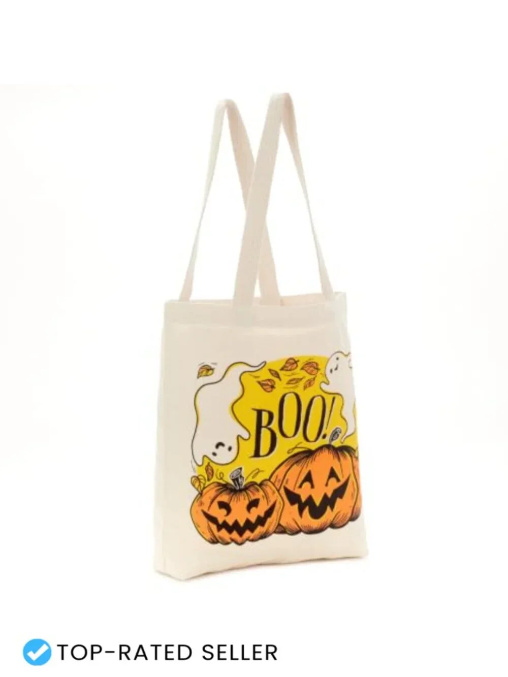 Large Halloween Canvas Tote Bag Trick or Treating Grocery Shopping